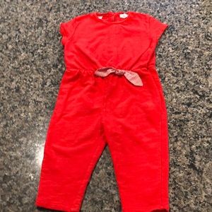 Red Zara girls romper with checkered bow